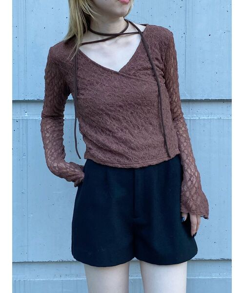 MURUA（ムルーア）の「カシュクールレーストップス（Tシャツ/カットソー・レディース・ブラウン/アイボリー/ブラック・FREE）」の18枚目の写真