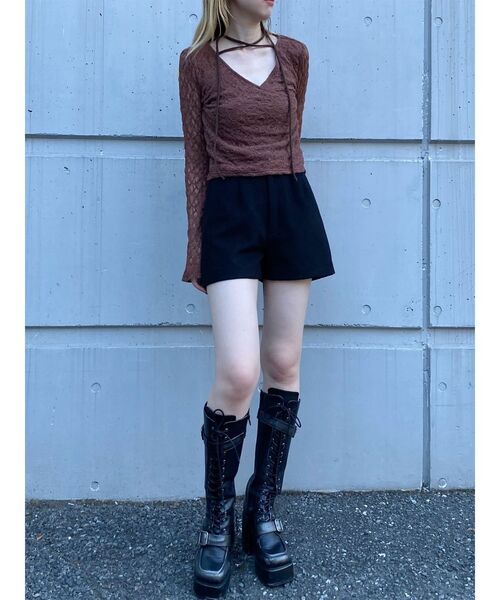 MURUA（ムルーア）の「カシュクールレーストップス（Tシャツ/カットソー・レディース・ブラウン/アイボリー/ブラック・FREE）」の21枚目の写真