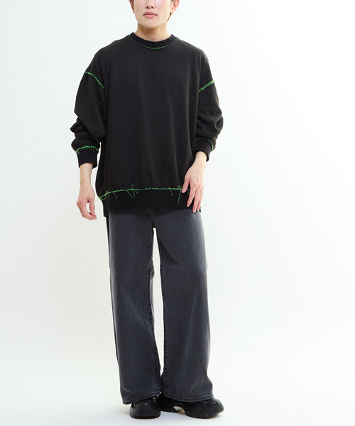 CONVERSE TOKYO（コンバーストウキョウ）の「【KURO】WIDE DENIM PANTS / GREY（デニムパンツ・レディース・チャコールグレー・SMALL/LARGE/MEDIUM）」の3枚目の写真