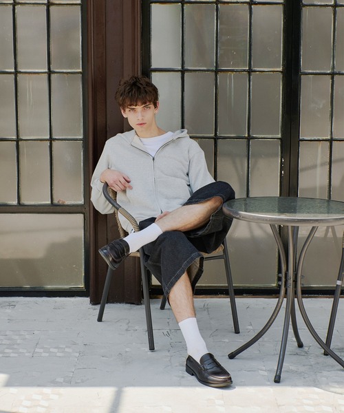 Regen Glanz（レーゲングランツ）の「heavyweight cropped zip hoodie/ヘビーウェイトクロップドジップフーディ（パーカー・メンズ・ブラック/グレー・LARGE/SMALL/MEDIUM）」の6枚目の写真