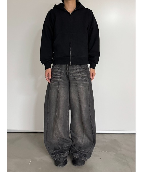 Regen Glanz（レーゲングランツ）の「heavyweight cropped zip hoodie/ヘビーウェイトクロップドジップフーディ（パーカー・メンズ・ブラック/グレー・LARGE/SMALL/MEDIUM）」の12枚目の写真