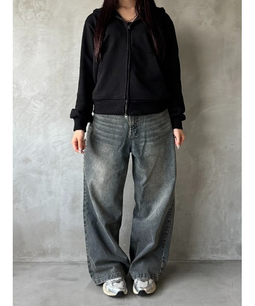 Regen Glanz（レーゲングランツ）の「heavyweight cropped zip hoodie/ヘビーウェイトクロップドジップフーディ（パーカー・メンズ・ブラック/グレー・LARGE/SMALL/MEDIUM）」の16枚目の写真