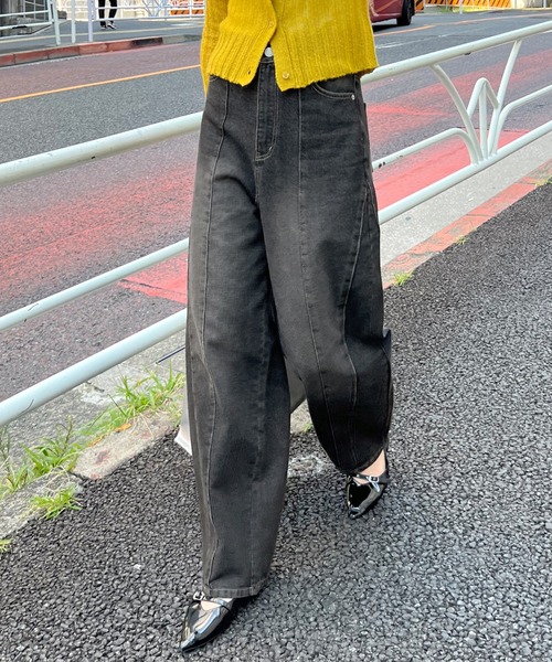 ABYS(アビス)の「【綿100%】ハイウエストデニムカーブパンツ(デニムパンツ・レディース・ブラック/ライトブルー/ブルー・SMALL/MEDIUM)」の6枚目の写真