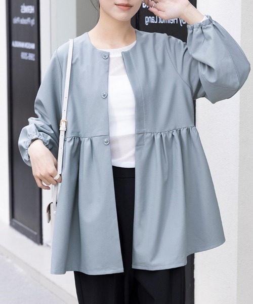 ReRe(リリ)の「7分袖ペプラムシルエットブラウス(シャツ/ブラウス・レディース・グレイッシュベージュ/ブラック/グレー/ネイビー/ベージュ・MEDIUM/LARGE)」の2枚目の写真