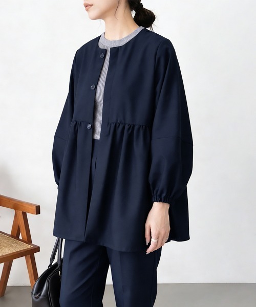 ReRe(リリ)の「7分袖ペプラムシルエットブラウス(シャツ/ブラウス・レディース・グレイッシュベージュ/ブラック/グレー/ネイビー/ベージュ・MEDIUM/LARGE)」の8枚目の写真