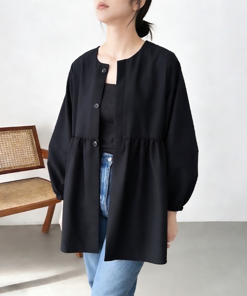 ReRe(リリ)の「7分袖ペプラムシルエットブラウス(シャツ/ブラウス・レディース・グレイッシュベージュ/ブラック/グレー/ネイビー/ベージュ・MEDIUM/LARGE)」の15枚目の写真
