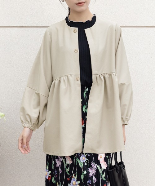 ReRe(リリ)の「7分袖ペプラムシルエットブラウス(シャツ/ブラウス・レディース・グレイッシュベージュ/ブラック/グレー/ネイビー/ベージュ・MEDIUM/LARGE)」の20枚目の写真