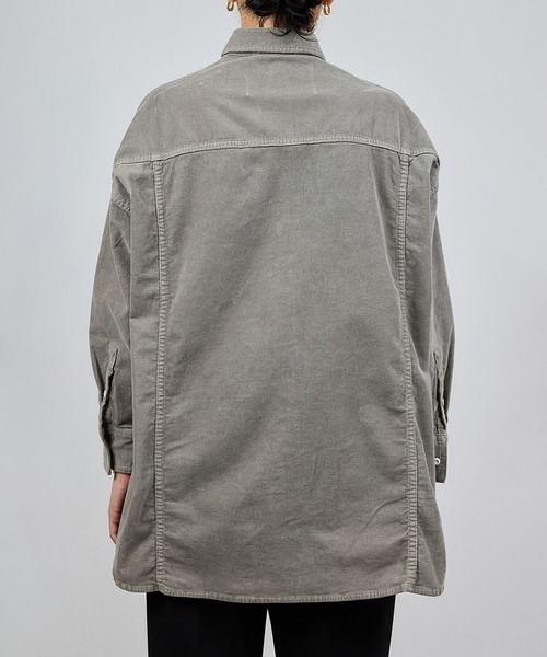 Healthy denim(ヘルシーデニム)の「【Healthy denim(ヘルシーデニム)】一部別注Almondコーデュロイビッグシャツ/イージーケア(シャツ/ブラウス・レディース・グレー/オフホワイト/ダークブラウン・M/S)」の4枚目の写真