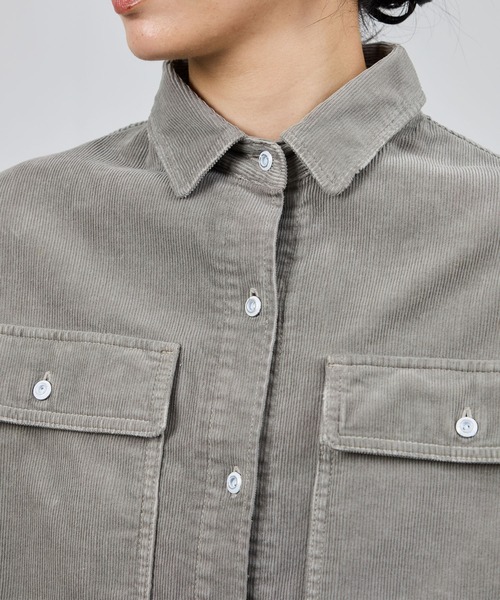 Healthy denim(ヘルシーデニム)の「【Healthy denim(ヘルシーデニム)】一部別注Almondコーデュロイビッグシャツ/イージーケア(シャツ/ブラウス・レディース・グレー/オフホワイト/ダークブラウン・M/S)」の5枚目の写真