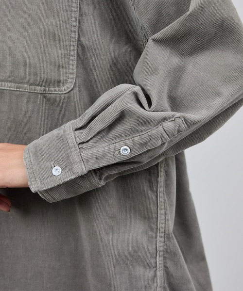 Healthy denim(ヘルシーデニム)の「【Healthy denim(ヘルシーデニム)】一部別注Almondコーデュロイビッグシャツ/イージーケア(シャツ/ブラウス・レディース・グレー/オフホワイト/ダークブラウン・M/S)」の6枚目の写真