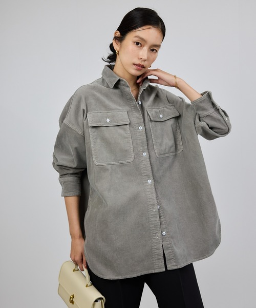 Healthy denim(ヘルシーデニム)の「【Healthy denim(ヘルシーデニム)】一部別注Almondコーデュロイビッグシャツ/イージーケア(シャツ/ブラウス・レディース・グレー/オフホワイト/ダークブラウン・M/S)」の13枚目の写真