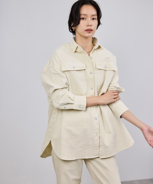 Healthy denim(ヘルシーデニム)の「【Healthy denim(ヘルシーデニム)】一部別注Almondコーデュロイビッグシャツ/イージーケア(シャツ/ブラウス・レディース・グレー/オフホワイト/ダークブラウン・M/S)」の16枚目の写真