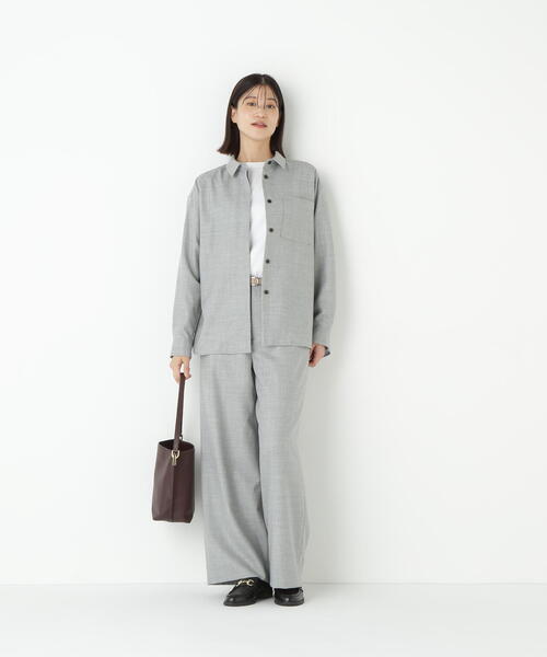 human woman（ヒューマンウーマン）の「◆【5サイズ展開/ウォッシャブル】ライトフラノウォッシャブルセミワイドパンツ（その他パンツ・レディース・ネイビー/ブラウン/グレー・SMALL/MEDIUM/LARGE/X-LARGE/X-SMALL）」の11枚目の写真