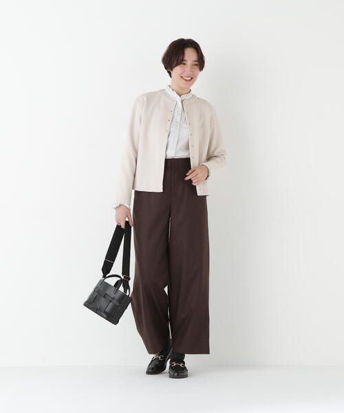 human woman（ヒューマンウーマン）の「◆【5サイズ展開/ウォッシャブル】ライトフラノウォッシャブルセミワイドパンツ（その他パンツ・レディース・ネイビー/ブラウン/グレー・SMALL/MEDIUM/LARGE/X-LARGE/X-SMALL）」の19枚目の写真