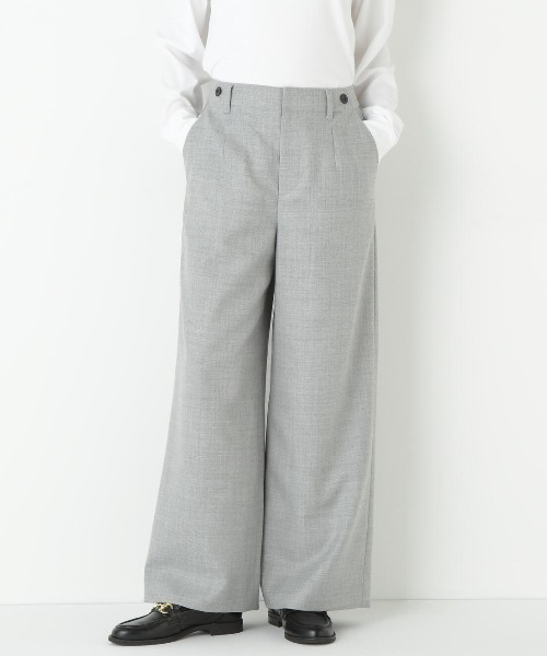 human woman（ヒューマンウーマン）の「◆【5サイズ展開/ウォッシャブル】ライトフラノウォッシャブルセミワイドパンツ（その他パンツ・レディース・ネイビー/ブラウン/グレー・SMALL/MEDIUM/LARGE/X-LARGE/X-SMALL）」の2枚目の写真