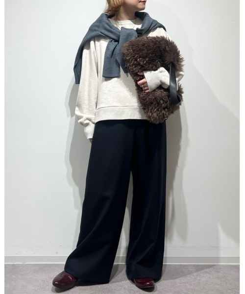 human woman（ヒューマンウーマン）の「◆【5サイズ展開/ウォッシャブル】ライトフラノウォッシャブルセミワイドパンツ（その他パンツ・レディース・ネイビー/ブラウン/グレー・SMALL/MEDIUM/LARGE/X-LARGE/X-SMALL）」の4枚目の写真