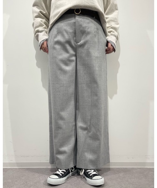 human woman（ヒューマンウーマン）の「◆【5サイズ展開/ウォッシャブル】ライトフラノウォッシャブルセミワイドパンツ（その他パンツ・レディース・ネイビー/ブラウン/グレー・SMALL/MEDIUM/LARGE/X-LARGE/X-SMALL）」の6枚目の写真