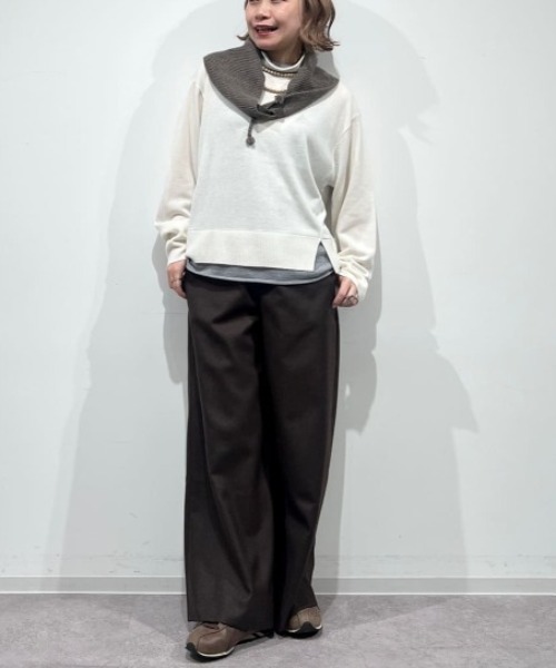 human woman（ヒューマンウーマン）の「◆【5サイズ展開/ウォッシャブル】ライトフラノウォッシャブルセミワイドパンツ（その他パンツ・レディース・ネイビー/ブラウン/グレー・SMALL/MEDIUM/LARGE/X-LARGE/X-SMALL）」の9枚目の写真