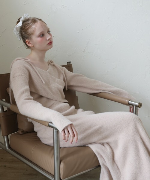 Seemi. byNICECLAUP( シーミーバイナイスクラップ)の「【Seemi.】フェザーニットスカート(スカート・レディース・アイボリー/ブラック/ピンク・FREE)」の9枚目の写真