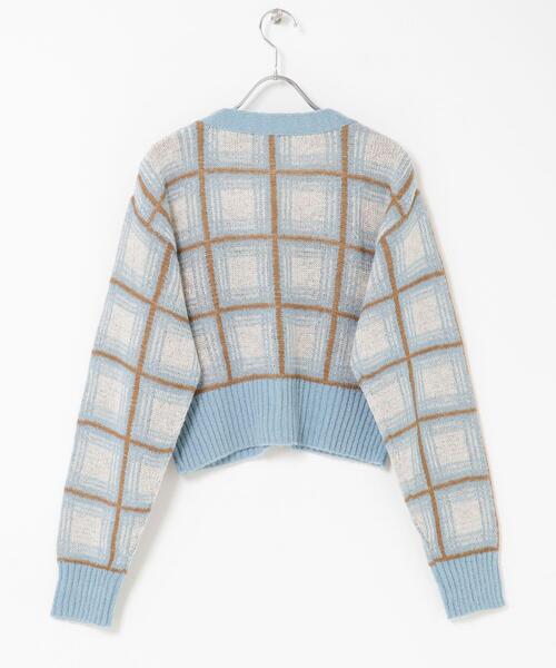 セール】モヘアチェッククロップドカーディガン（カーディガン