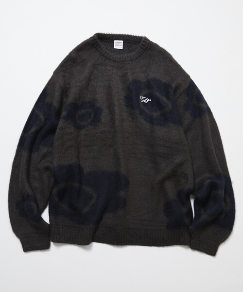 FREAK'S STORE(フリークスストア)の「限定展開 CHOW DOWN/チャウダウン リラックスフィット ジャカード クルーネック モヘアタッチ シャギーニット / フラワーモチーフ(ニット/セーター・メンズ・ネイビー/チャコールグレー/ブラック・LARGE/MEDIUM/SMALL)」の5枚目の写真