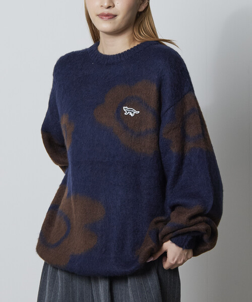 FREAK'S STORE(フリークスストア)の「限定展開 CHOW DOWN/チャウダウン リラックスフィット ジャカード クルーネック モヘアタッチ シャギーニット / フラワーモチーフ(ニット/セーター・メンズ・ネイビー/チャコールグレー/ブラック・LARGE/MEDIUM/SMALL)」の16枚目の写真