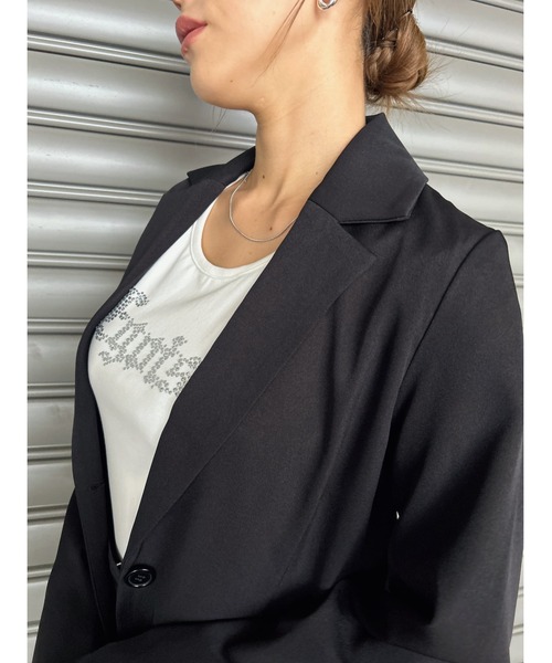 EGOIST(エゴイスト)の「フレアスリーブシングルジャケット(セットアップ・レディース・ブラック/ブラウン・M/S)」の3枚目の写真