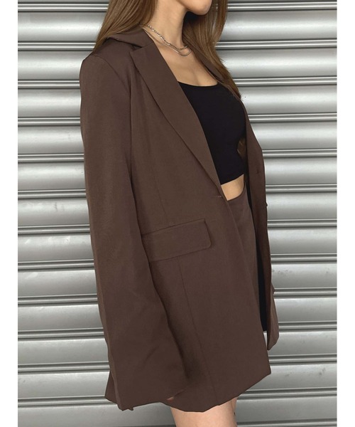 EGOIST(エゴイスト)の「フレアスリーブシングルジャケット(セットアップ・レディース・ブラック/ブラウン・M/S)」の12枚目の写真