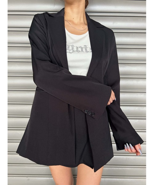 EGOIST(エゴイスト)の「フレアスリーブシングルジャケット(セットアップ・レディース・ブラック/ブラウン・M/S)」の8枚目の写真