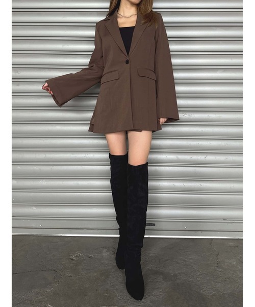 EGOIST(エゴイスト)の「フレアスリーブシングルジャケット(セットアップ・レディース・ブラック/ブラウン・M/S)」の19枚目の写真