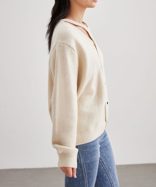 Lace Ladies(レースレディース)の「クルーネック オープンカット デザイン ニット プルオーバー(ニット/セーター・レディース・アイボリー/ベージュ/グレー・FREE)」の7枚目の写真