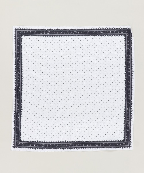 SPINNS（スピンズ）の「サテンスカーフ/ドット音符/ウィッシュコア（バンダナ/スカーフ・レディース・ホワイト/ブラック・ONESIZE）」の2枚目の写真