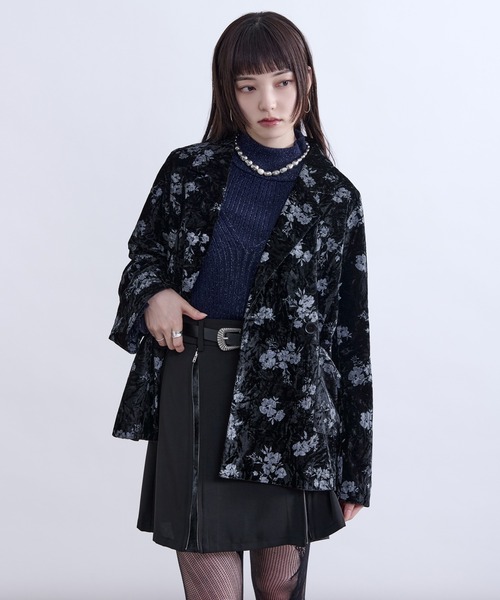 フラワークラッシュベロアジャケット/ setup対応（テーラード