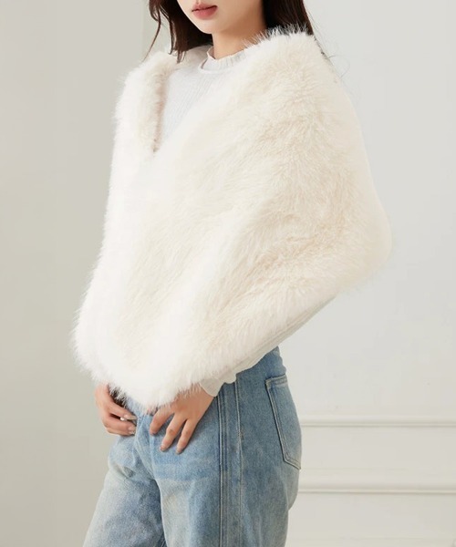 新品未使用　ファーケープ　ショール セール】ファーケープ ファーショール 防寒肩掛け（ストール