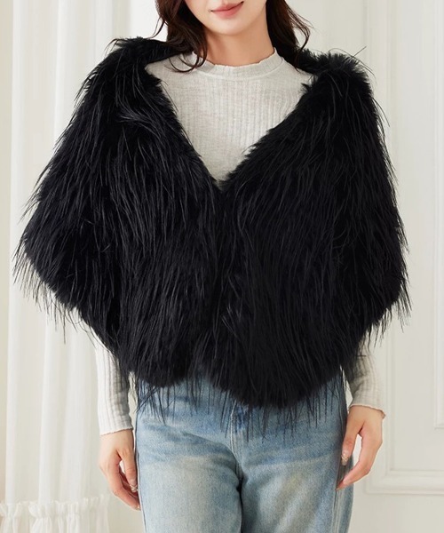 新品未使用　ファーケープ　ショール ファーケープ レディース ミンク毛皮ケープ フォックス ストール