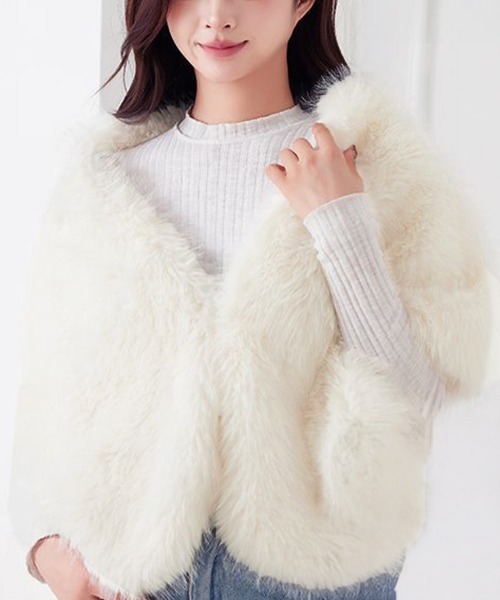 新品未使用　ファーケープ　ショール 楽天市場】【29%OFFクーポン!】ミンク ケープ フリルデザイン