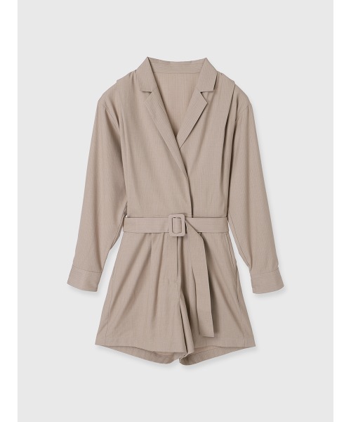 【中古】エイミーイストワール eimy istoire テーラードシャツロンパース オールインワン 長袖 38 ブラウン /HK ■OS セール】テーラードシャツロンパース（つなぎ/オールインワン）｜EIMY