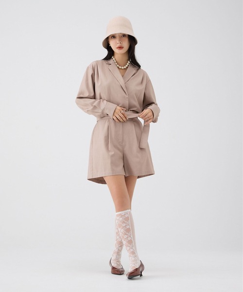 EIMY ISTOIRE（エイミーイストワール）の「テーラードシャツロンパース（つなぎ/オールインワン・レディース・ブラウン/ピンクベージュ・36/38）」の5枚目の写真