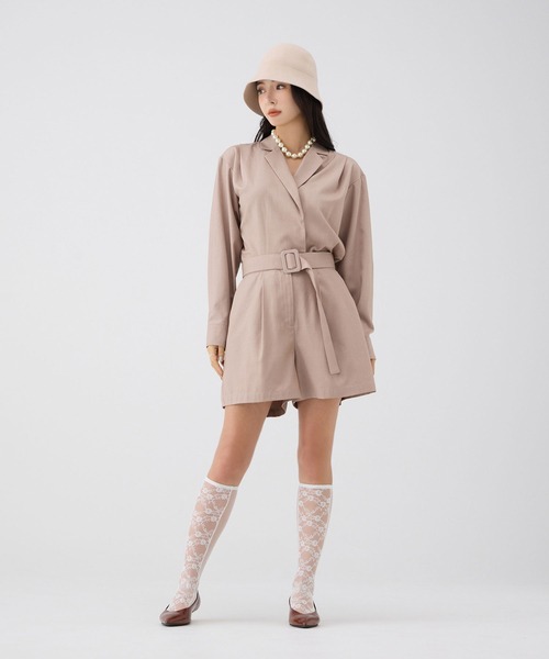 EIMY ISTOIRE（エイミーイストワール）の「テーラードシャツロンパース（つなぎ/オールインワン・レディース・ブラウン/ピンクベージュ・36/38）」の6枚目の写真