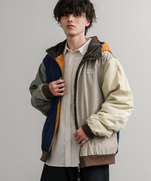 KRIFF MAYER（クリフメイヤー）の「KRIFF MAYER クリフメイヤー2WAY リバーシブル ひっくりフード付きボアジャケット/ロゴ刺繍入りマウンテンパーカー 2514403（マウンテンパーカー・メンズ・ブラック/その他/マルチ/グレイッシュベージュ/カーキ/その他1・M/L/XL）」の12枚目の写真