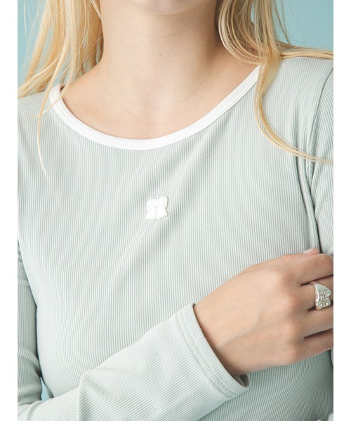 FURFUR（ファーファー）の「ロゴ刺繍テレコトップス（Tシャツ/カットソー・レディース・ミント/レッド/ホワイト/ブラック・F）」の8枚目の写真