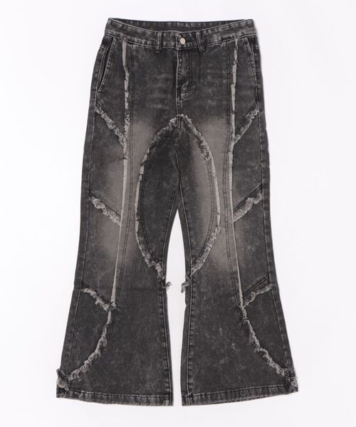 NO WAY(ノーウェイ)の「/リメイク風クラッシュデニムパンツ/(デニムパンツ・メンズ・ブラック・LARGE/MEDIUM)」の1枚目の写真