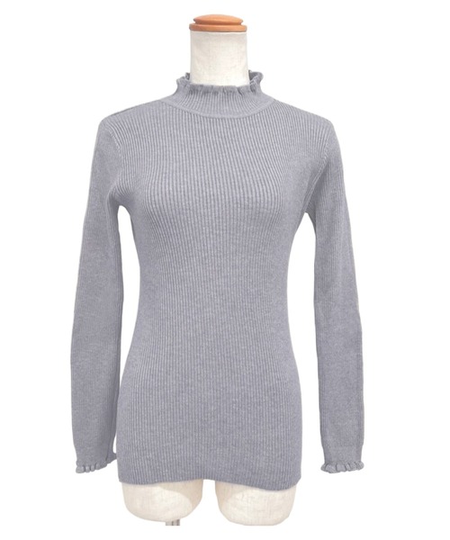 DAY CLOSET(デイ クローゼット)の「華やかネックライン。長袖フリルネックリブニットトップス レディース(ニット/セーター・レディース・グレイッシュベージュ/ネイビー/キャメル/キナリ/グレー/ホワイト/ブラック・FREE)」の20枚目の写真