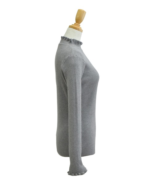 DAY CLOSET（デイ クローゼット）の「華やかネックライン。長袖フリルネックリブニットトップス レディース（ニット/セーター・レディース・グレイッシュベージュ/ネイビー/キャメル/キナリ/グレー/ホワイト/ブラック・FREE）」の20枚目の写真