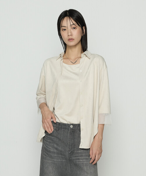 Gabardine K.T(ギャバジンケーティー)の「ポリスエード タンクトップ付きブラウス(シャツ/ブラウス・レディース・ブラック/カーキ/キナリ・9号)」の2枚目の写真