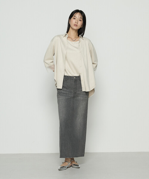 Gabardine K.T(ギャバジンケーティー)の「ポリスエード タンクトップ付きブラウス(シャツ/ブラウス・レディース・ブラック/カーキ/キナリ・9号)」の8枚目の写真