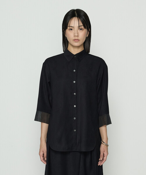 Gabardine K.T(ギャバジンケーティー)の「ポリスエード タンクトップ付きブラウス(シャツ/ブラウス・レディース・ブラック/カーキ/キナリ・9号)」の11枚目の写真