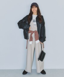 フェイクレザー ジップ ブルゾン
