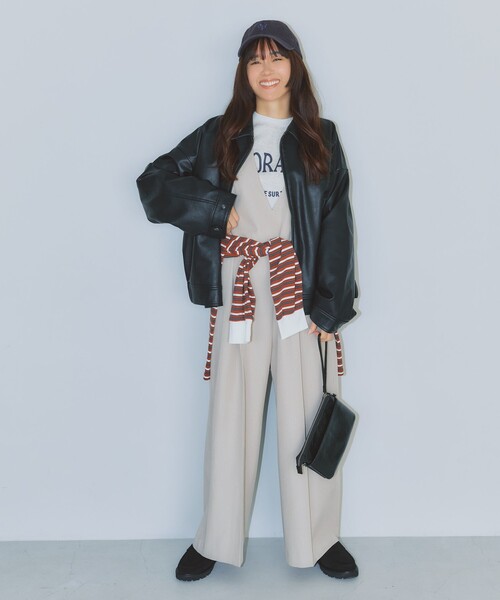 BEAMS HEART(ビームスハート)の「フェイクレザー ジップ ブルゾン(ブルゾン・レディース・ブラウン系その他2/ブラック・MEDIUM/SMALL)」の2枚目の写真
