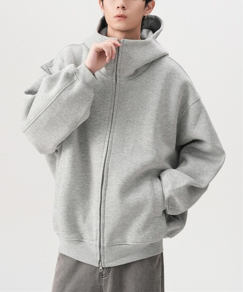 BLANC FICELLE(ブランフィセル)の「ダブルZIP パーカー(パーカー・メンズ・ブラック/グレー・M/L/XL)」の2枚目の写真